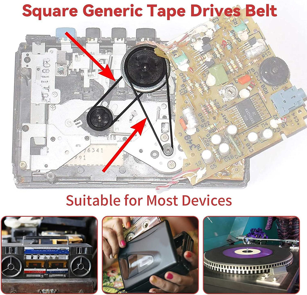 35+ Pack (40-135mm) Mix Cassette Rubber Square (Width 1mm) Belt Cassette Machine