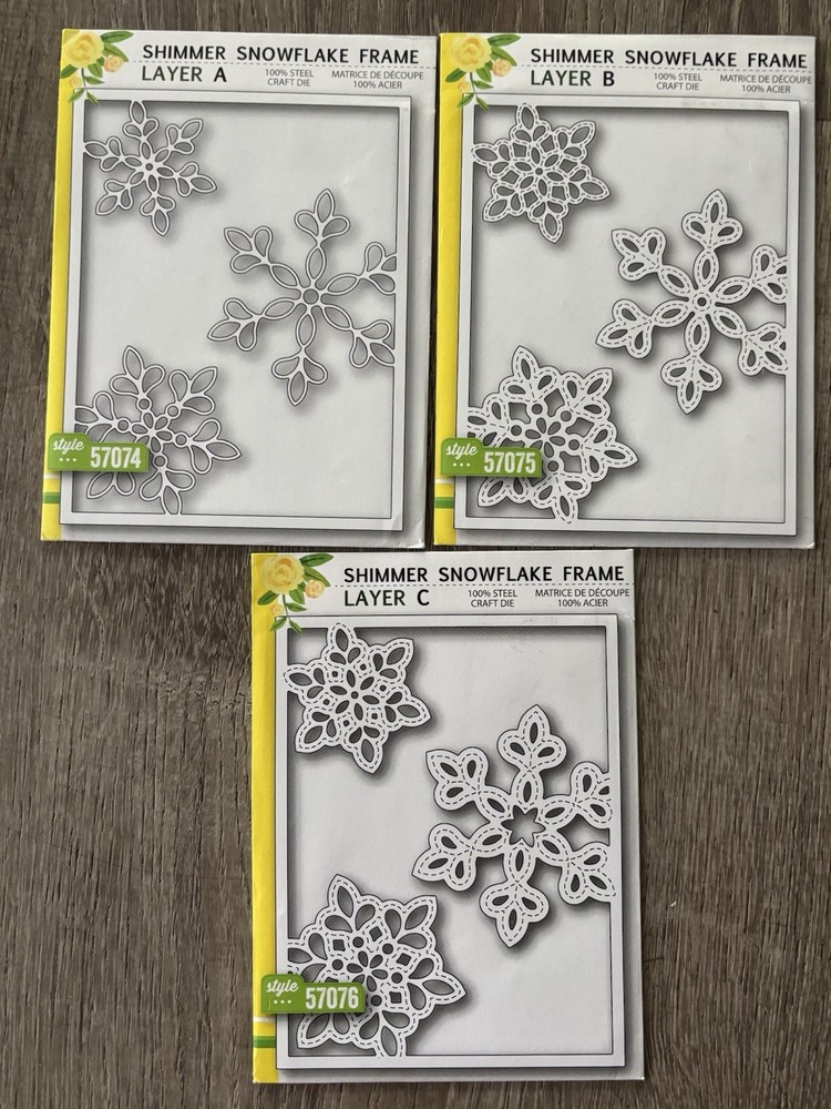 Birch Press Design SHIMMER SNOWFLAKE FRAME Layer A-B-C Excellent Condition