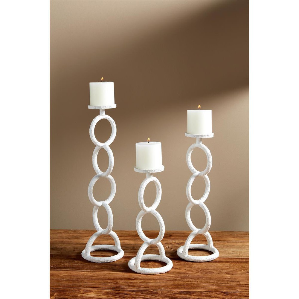Mudpie - Small White Link Candlestick - 40960099S