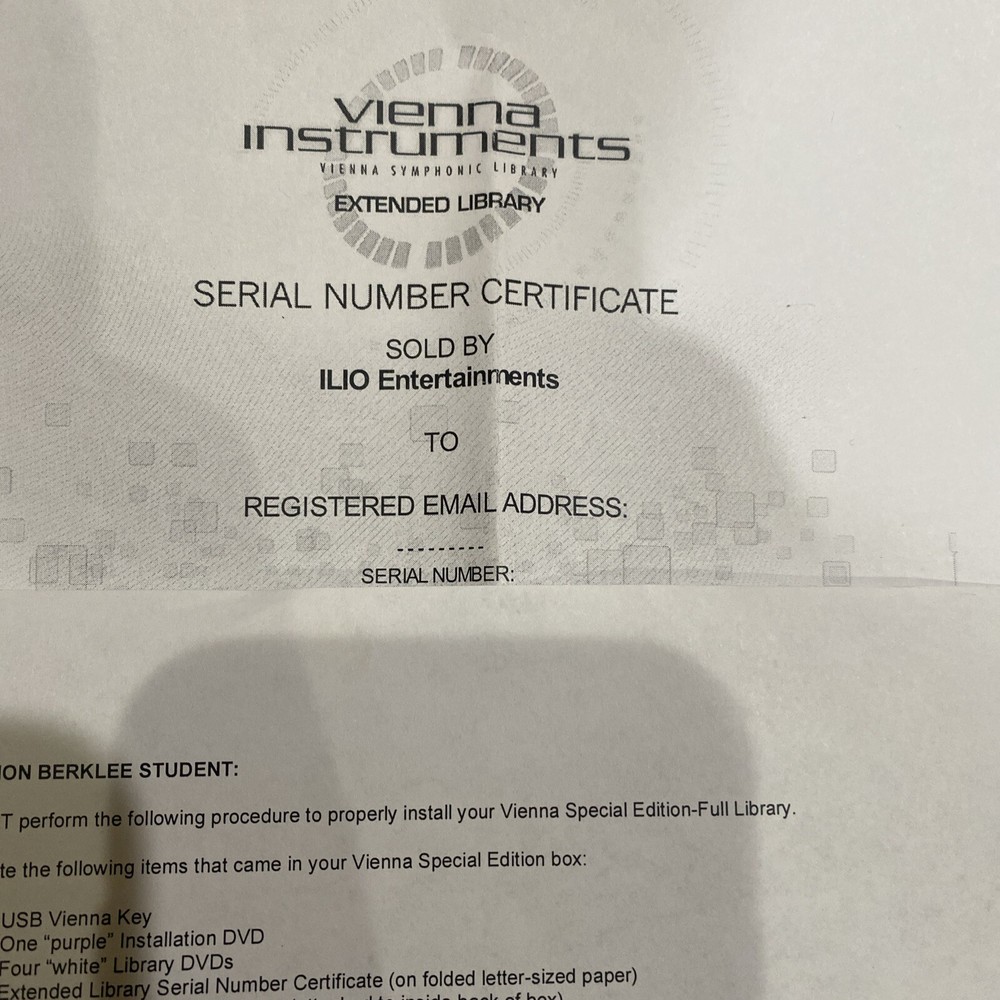 VIENNA SYMPHONIC LIBRARY SPECIAL EDITION VSL INSTRUMENTS SOFTWARE