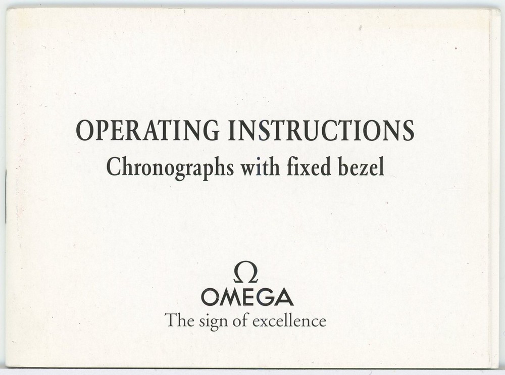 Omega Chronograph Fixed Bezel Watch Instructions Booklet