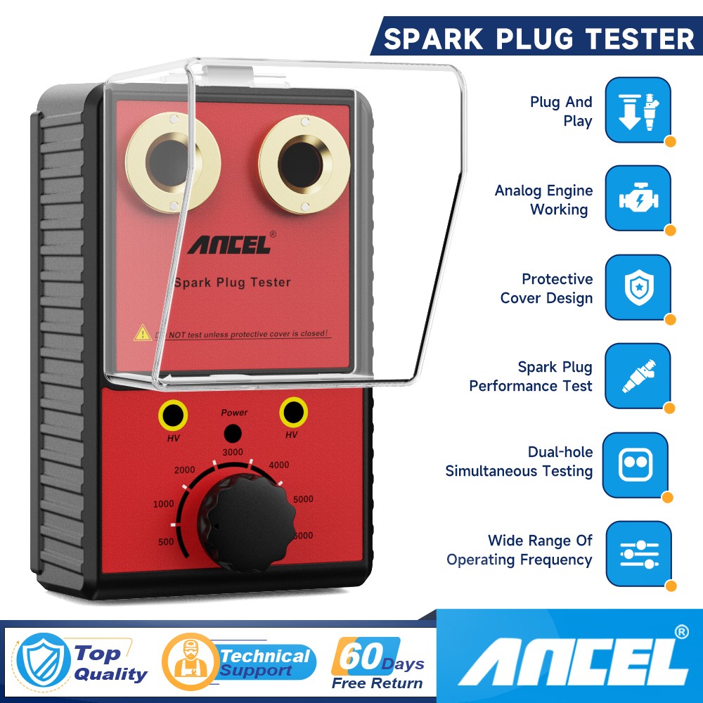 ANCEL 12V Car Spark Plug Tester Adjustable Dual Hole Ignition Diagnostic Tool