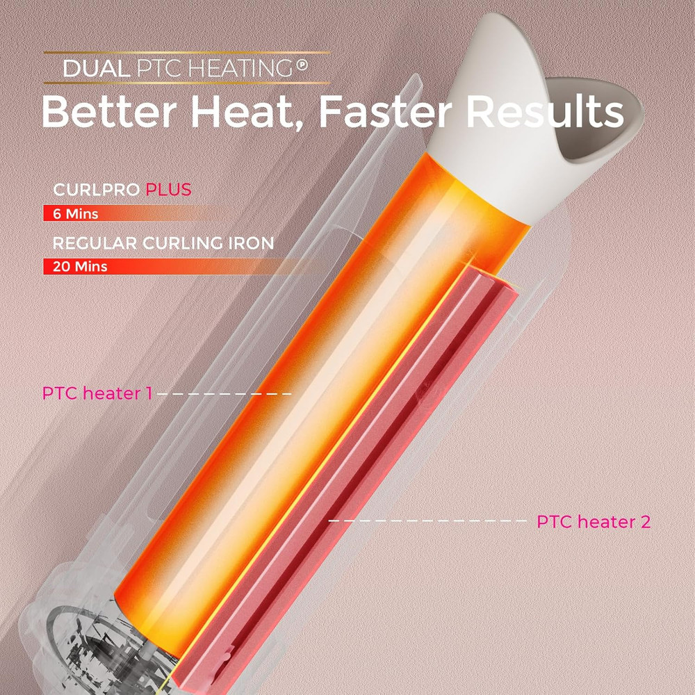 Upgraded Automatic Rotating Curling Iron Curlpro plus Long Barrel Curling Wand