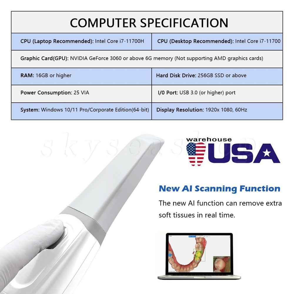 Dental USB Intraoral Scanner Digital Impression 3D Scanner with Software Scan 33