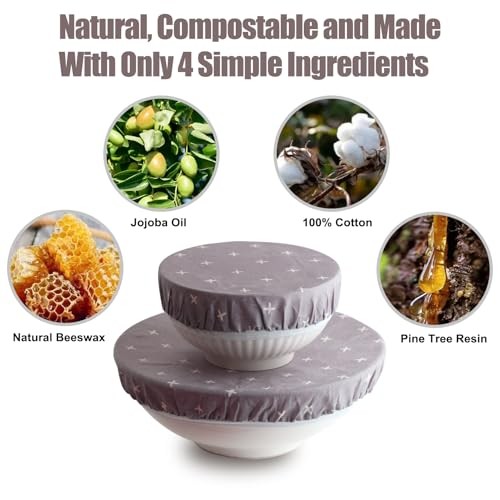 3PCS Reusable Bowl Covers for Bread Proofing, Beeswax Reusable 3PCS-Grey