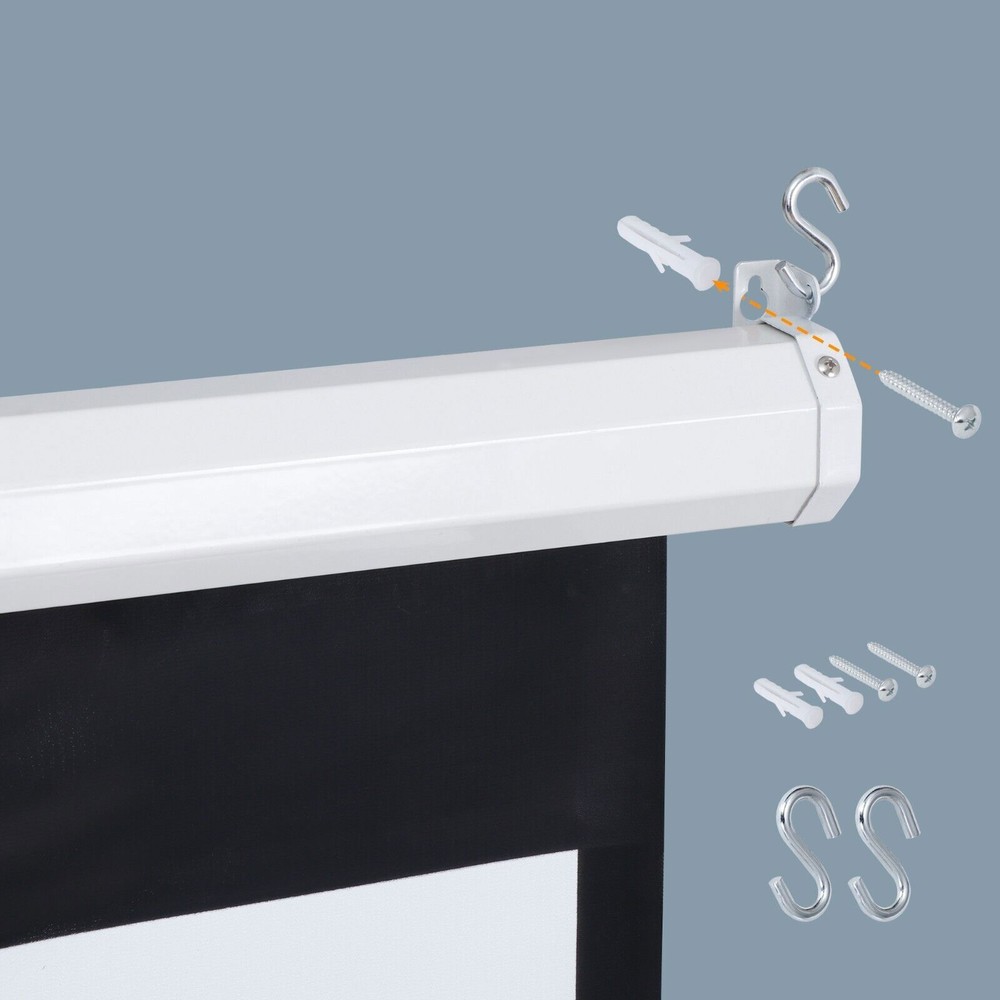 100" Diagonal 16:9 Projection Projector Screen HD Manual Pull Down Home Theater