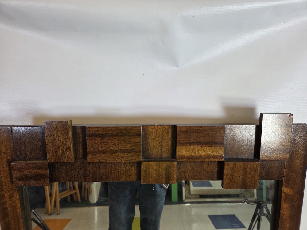 Vintage Lane Brutalist Walnut Wall Mirror