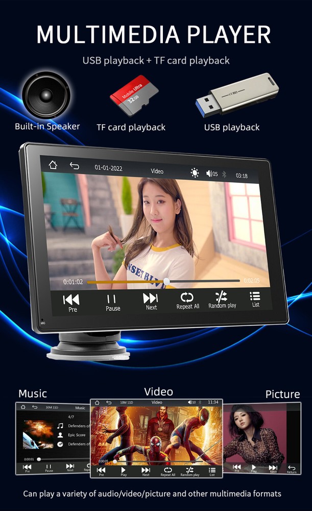 Buletooth Car Radio Multimedia Player For CarPlay Android Auto Touch Screen MP5