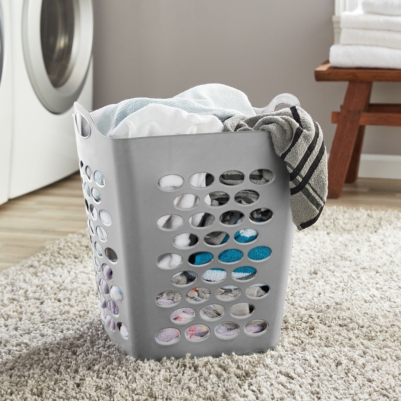 Square Laundry Hamper W/ Handles Breathable Design Flexible Organizer Clothes US