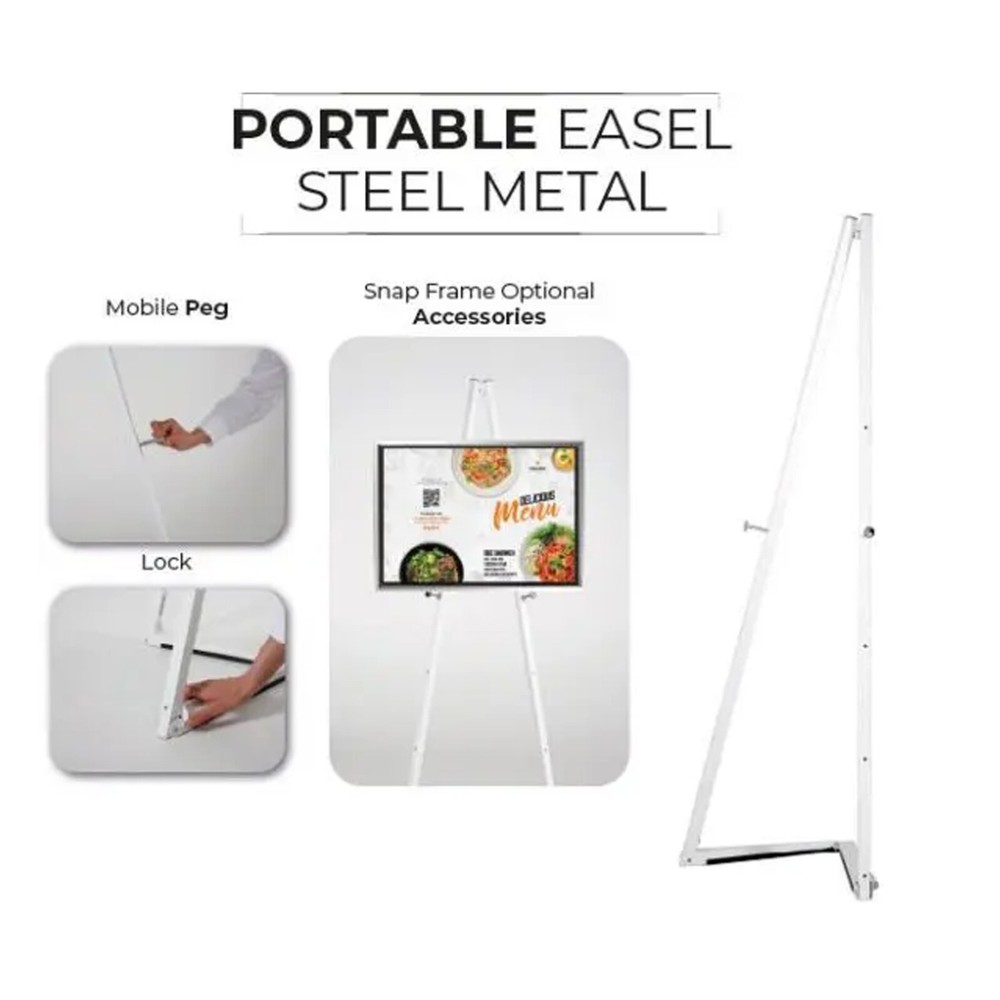 White Portable Easel 59 inch with 5 Different Height Adjustments