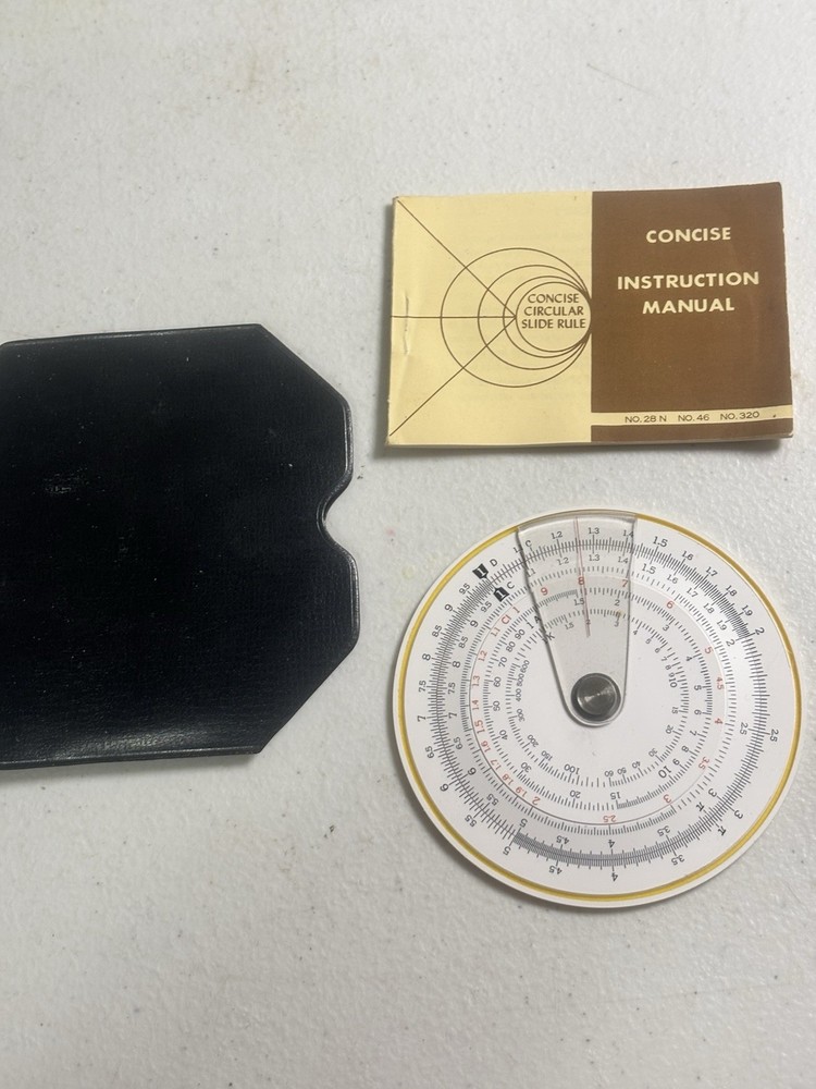 VTG CONCISE CIRCULAR SLIDE RULE W/CASE & INSTRUCTIONS JAPAN NOS