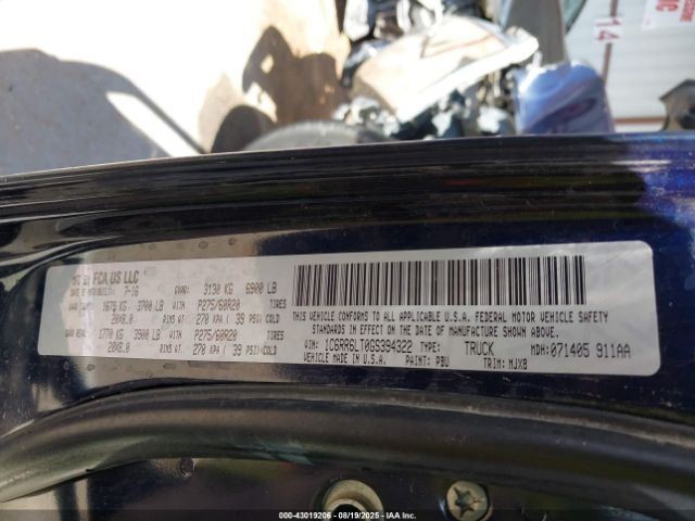 RIGHT REAR DOOR WINDOW REGULATOR OEM 2017 DODGE RAM1500