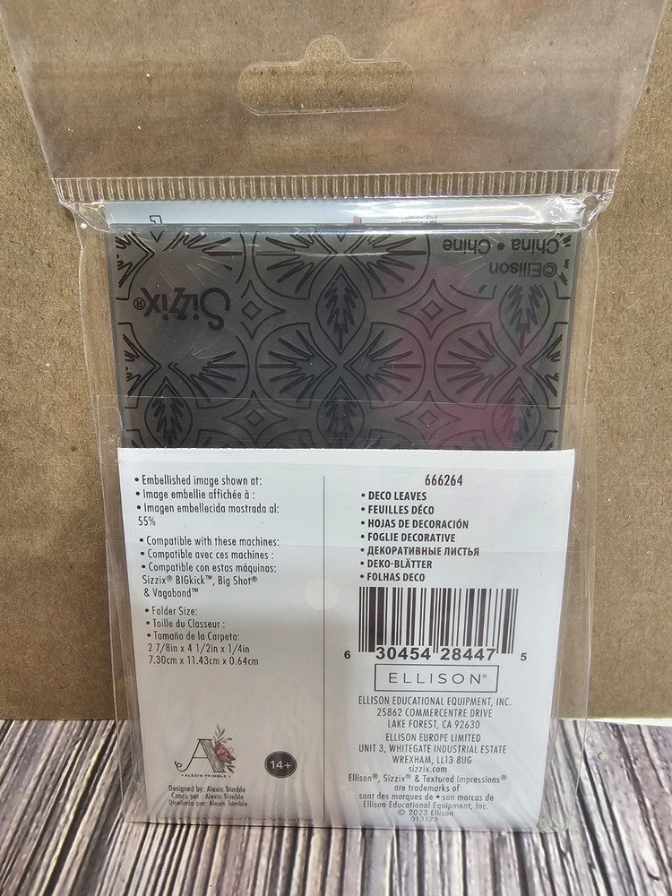Sizzix Mini DECO LEAVES Multi-level Textured Impressions Emboss Folder 666264
