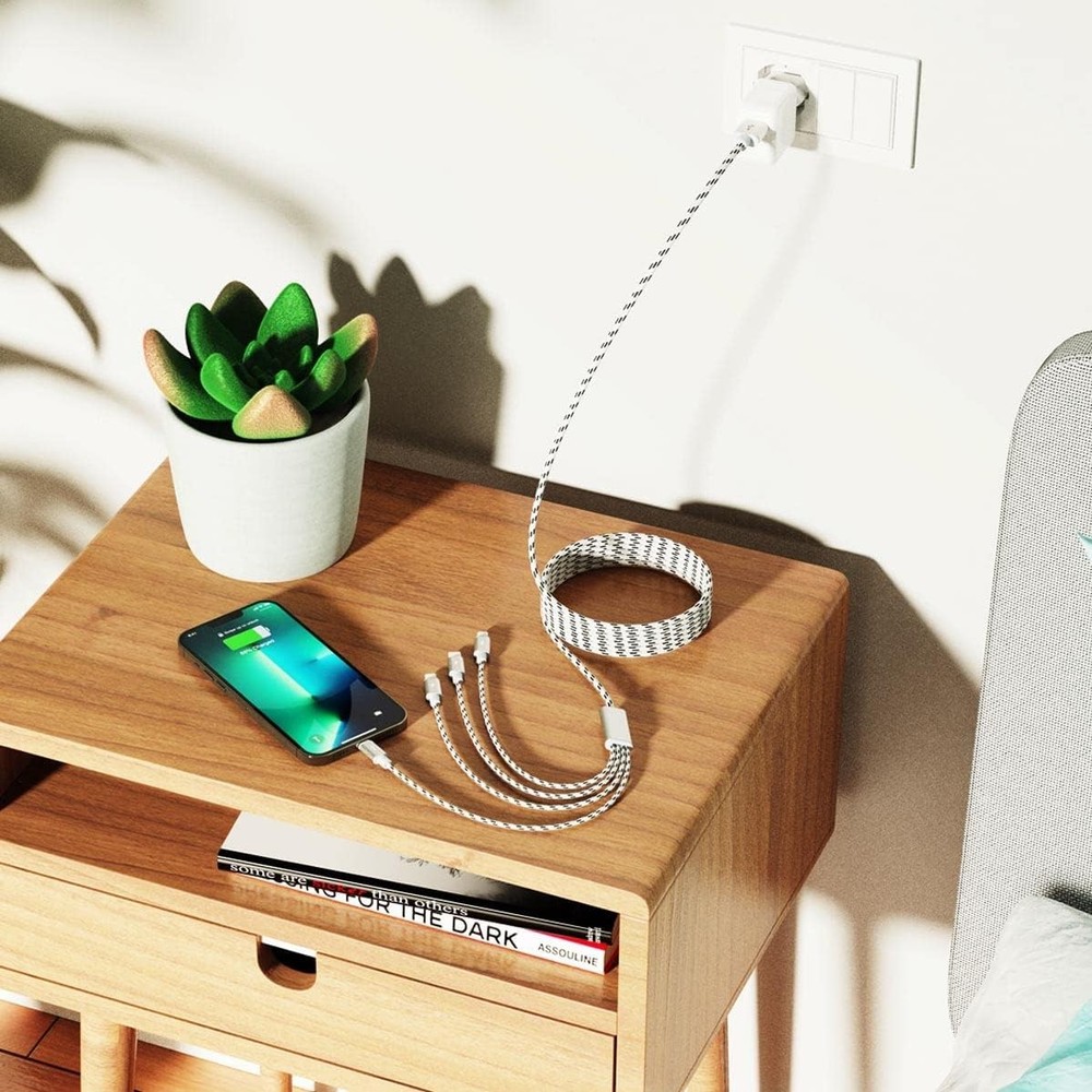 10ft Multi Charging Cable, 2Pack 4 in 1 Long Multiple Grey