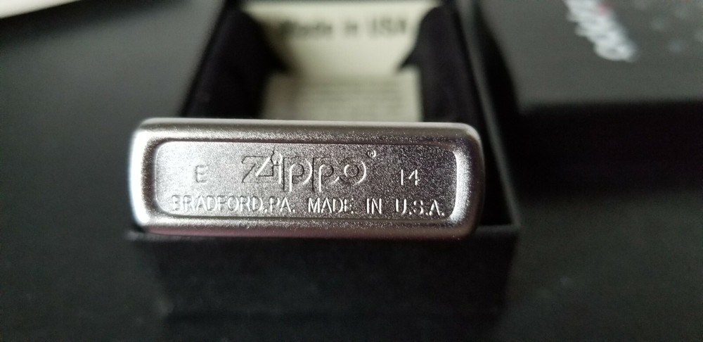 NEW 2014 ZIPPO LIGHTER SATIN CHROME E-14 UNFIRED SEALED