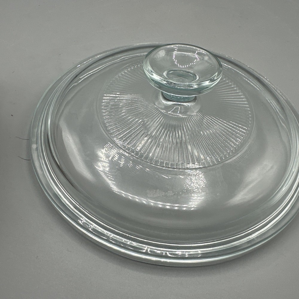 Vintage Pyrex Clear Casserole Lid 65C Replacement 7.75" Knob Handle Ribbed
