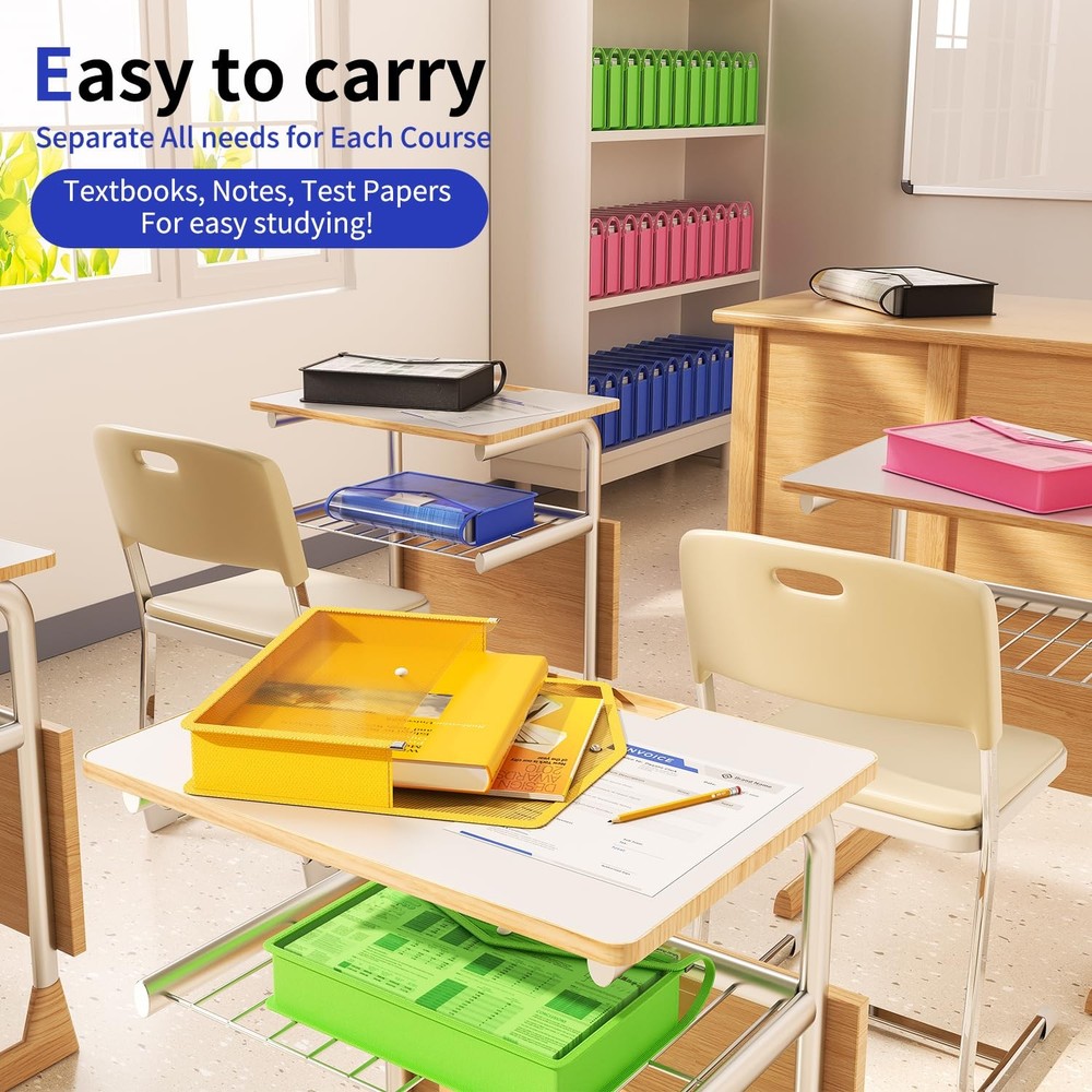 7 Pack Plastic Expanding File Folder, Transparent envelopes with Snap Closure...