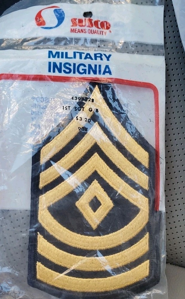 US ARMY GOLD ON BLUE CHEVRONS PAIR  1ST SERGEANT