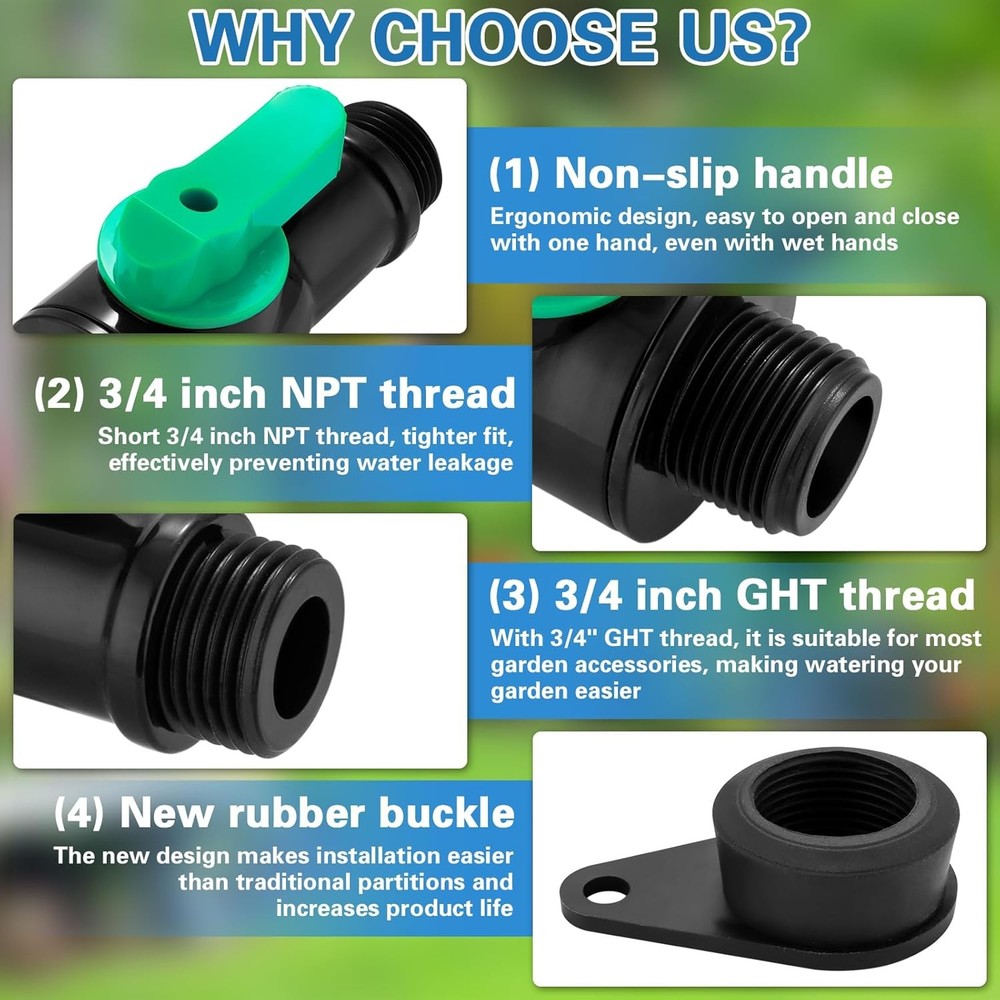 Rain Barrel Spigot Kit with High Flow Valve No Inside Access Needed,External Ins