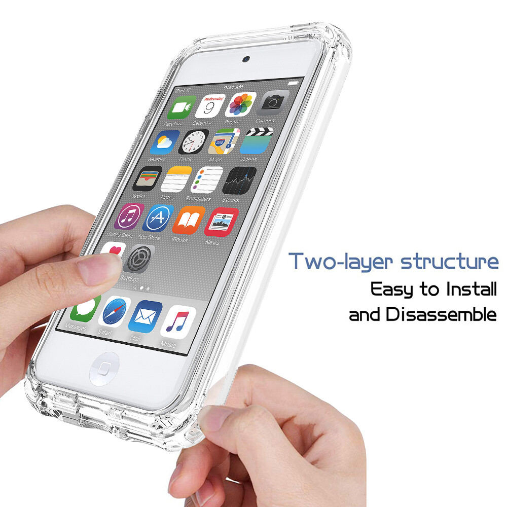 For Apple iPod Touch 7/6/5th Gen Gradient Clear Case Hybrid Shockproof Cover