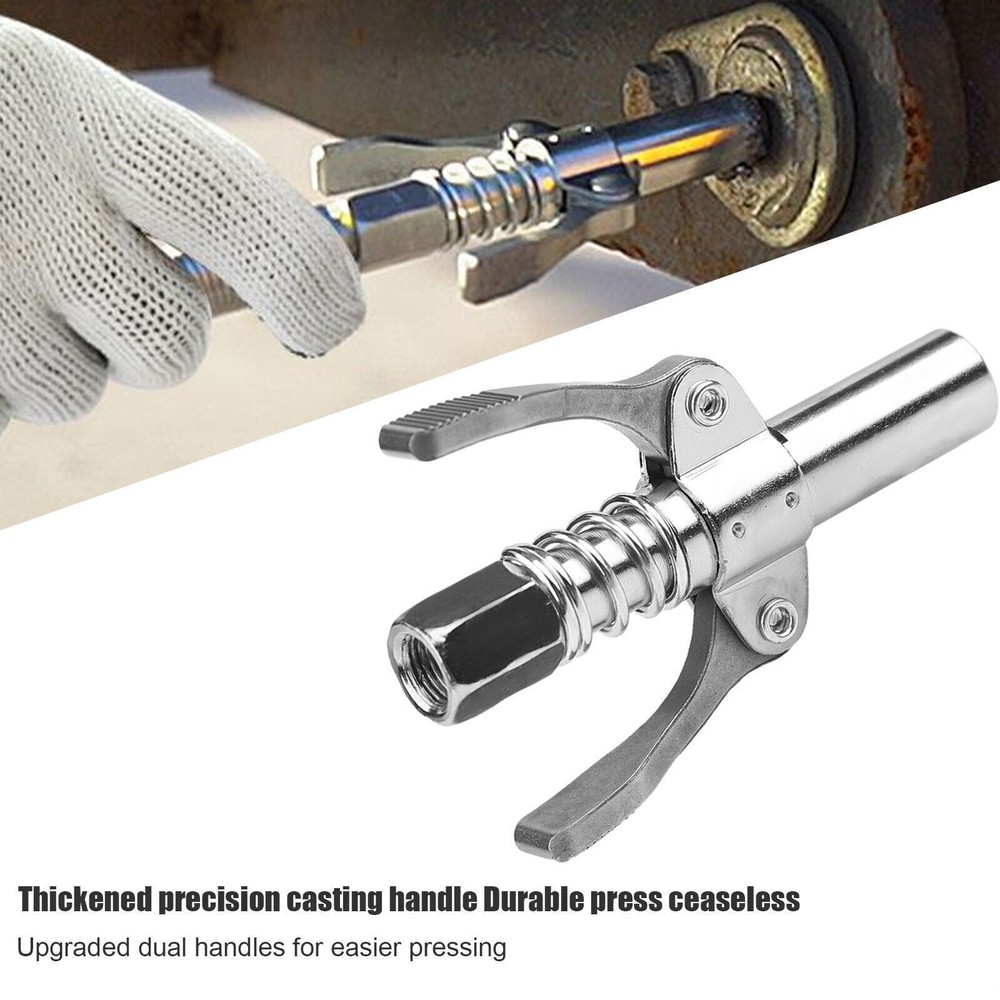 Double Handle High Pressure Grease Gun Coupler Quick Release Lock Oil Nozzles