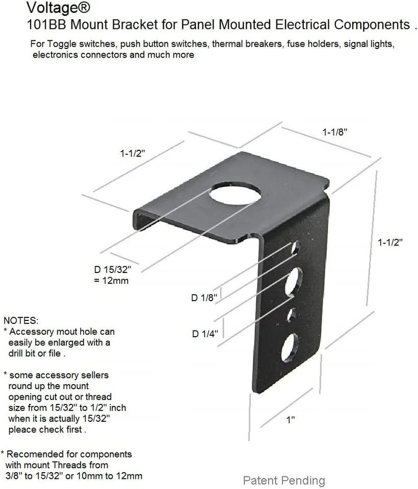 Bracket for Panel Mount Electrical Components like Push Button Circuit Breaker ,