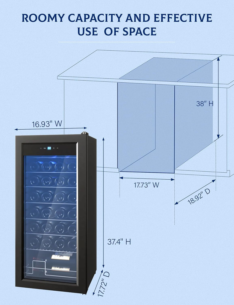 Wine Fridge, Compressor Wine Cooler Refrigerator, Beverage and Wine Refrigerator