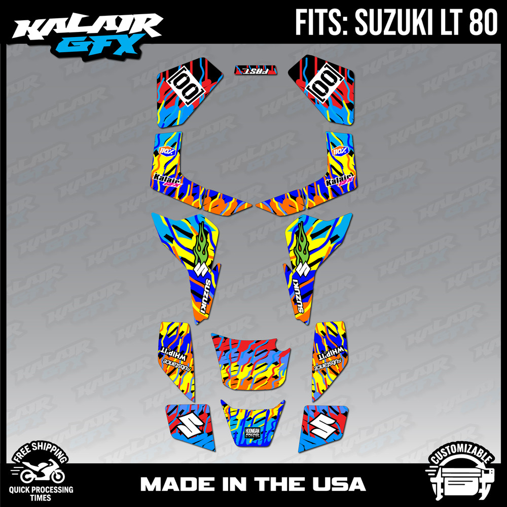 Graphics Kit for Suzuki ATV LT80 (All Years) Thunder Series - BLUE