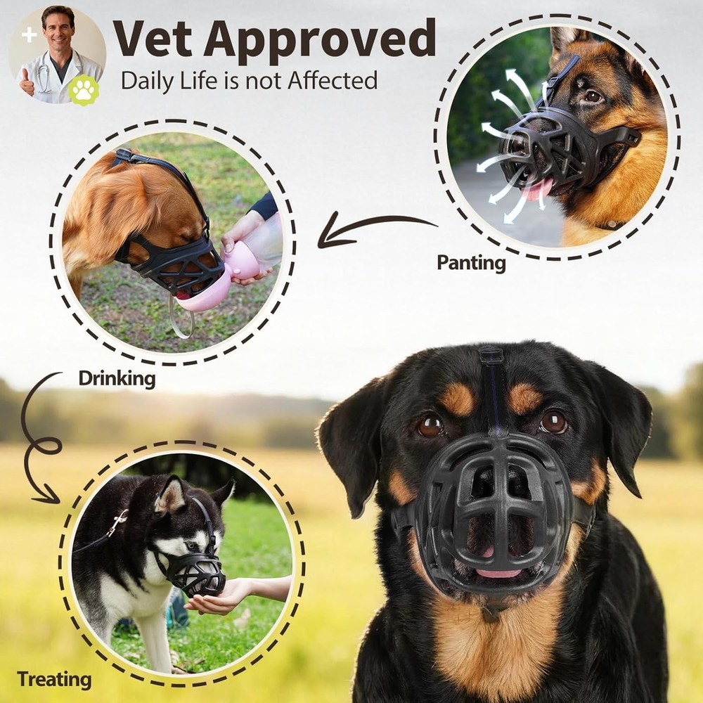 Adjustable Breathable Basket Muzzle for Medium Dogs - Safety & Comfort