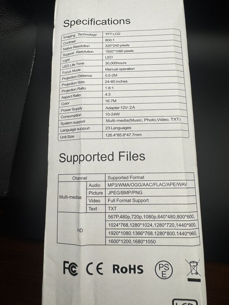 Tested!! New in box NIN Portable mini projector LED micro projector 1080P