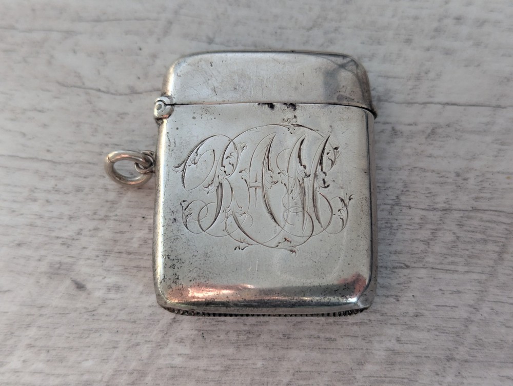 Silver Vesta Case Birmingham Office Match Safe Engraved Lettering