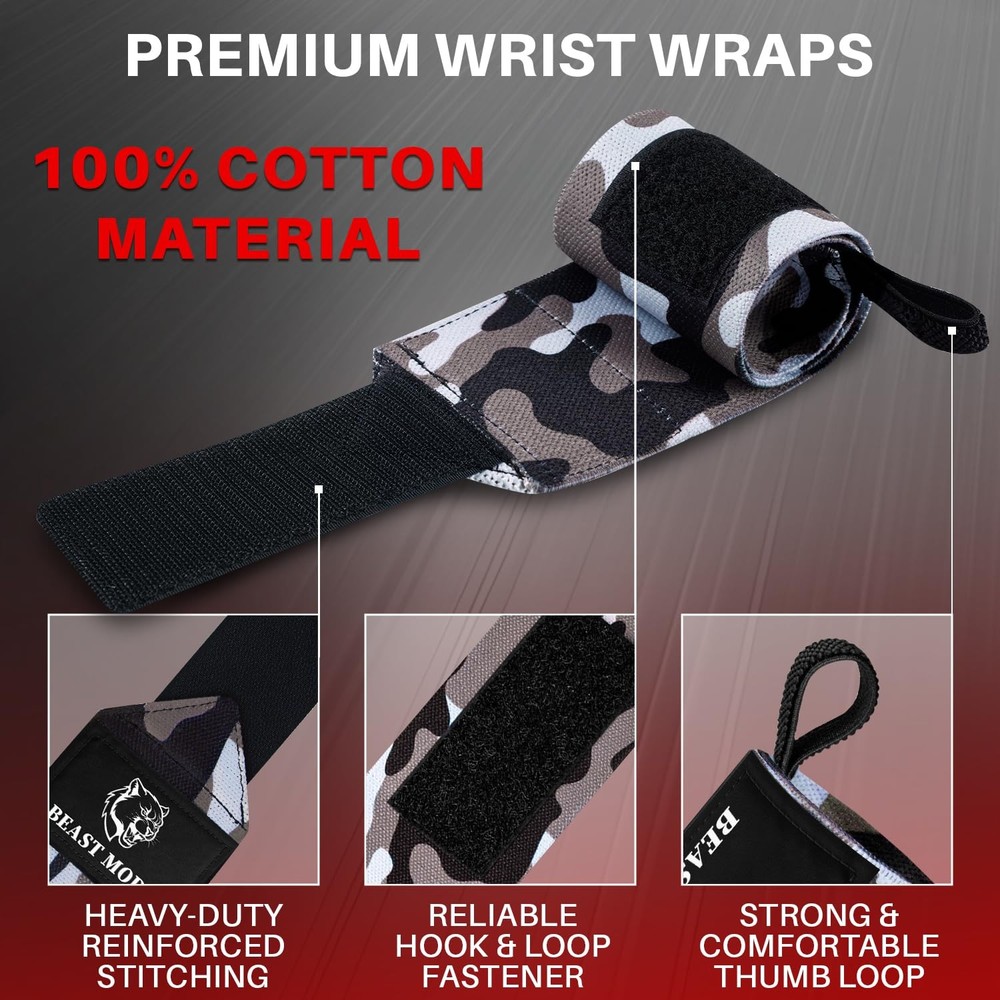 Weightlifting Wrist Wraps with Thumb Loop – 18" HeavyDuty Support for