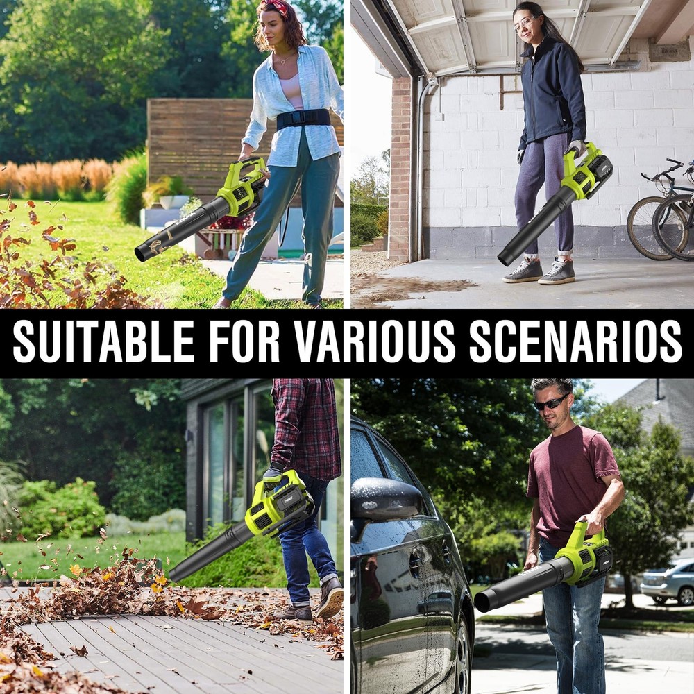 EWORK 21V Cordless Leaf Blower, Powerful Turbo Mode & 550 Green