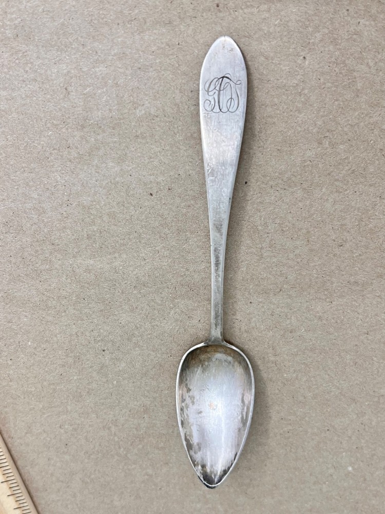 Antique German Solid Silver Spoon C.P. Deschmann 12 Lot .750 Silver 12g Monogram