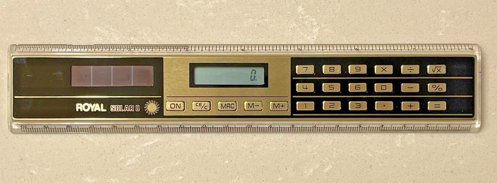 Vintage Royal Solar 8 Calculator Ruler Conversion- Case, Manuals, & Box Incl.
