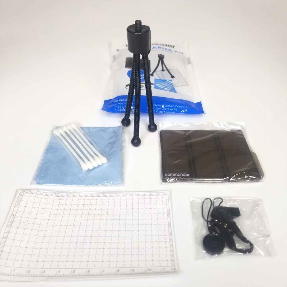 commander Deluxe Starter Kit For Digital Camera Mini Tripod Memory Card Wallet