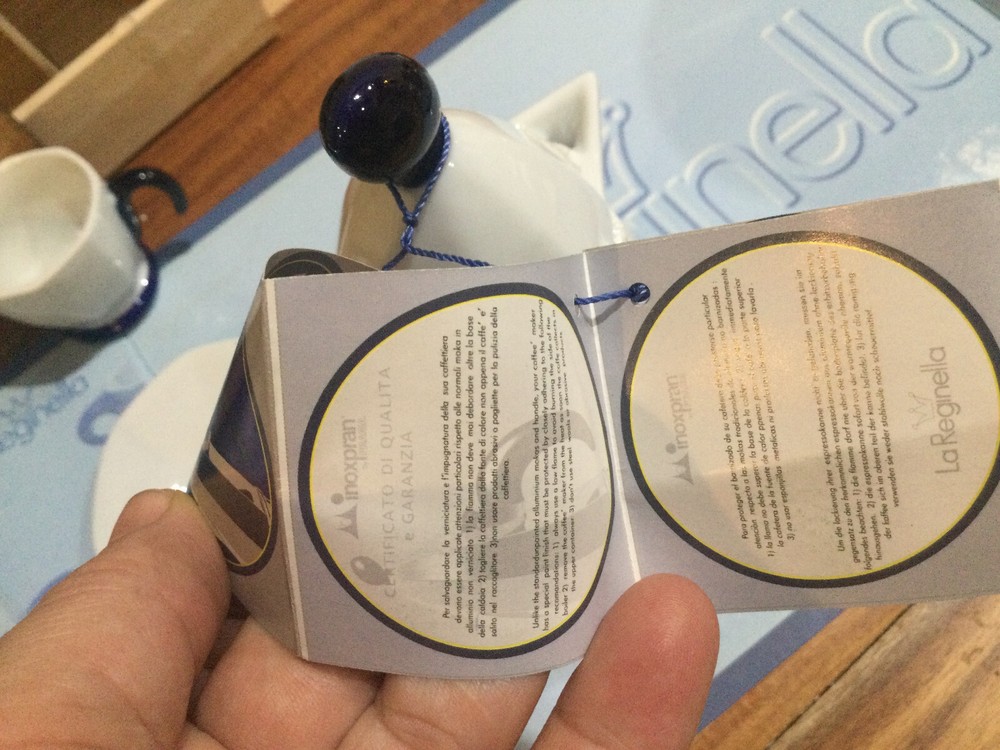 White Blue ItalY La Reginella Stovetop Espresso Coffee Inoxpran tz4 +cup +sauce