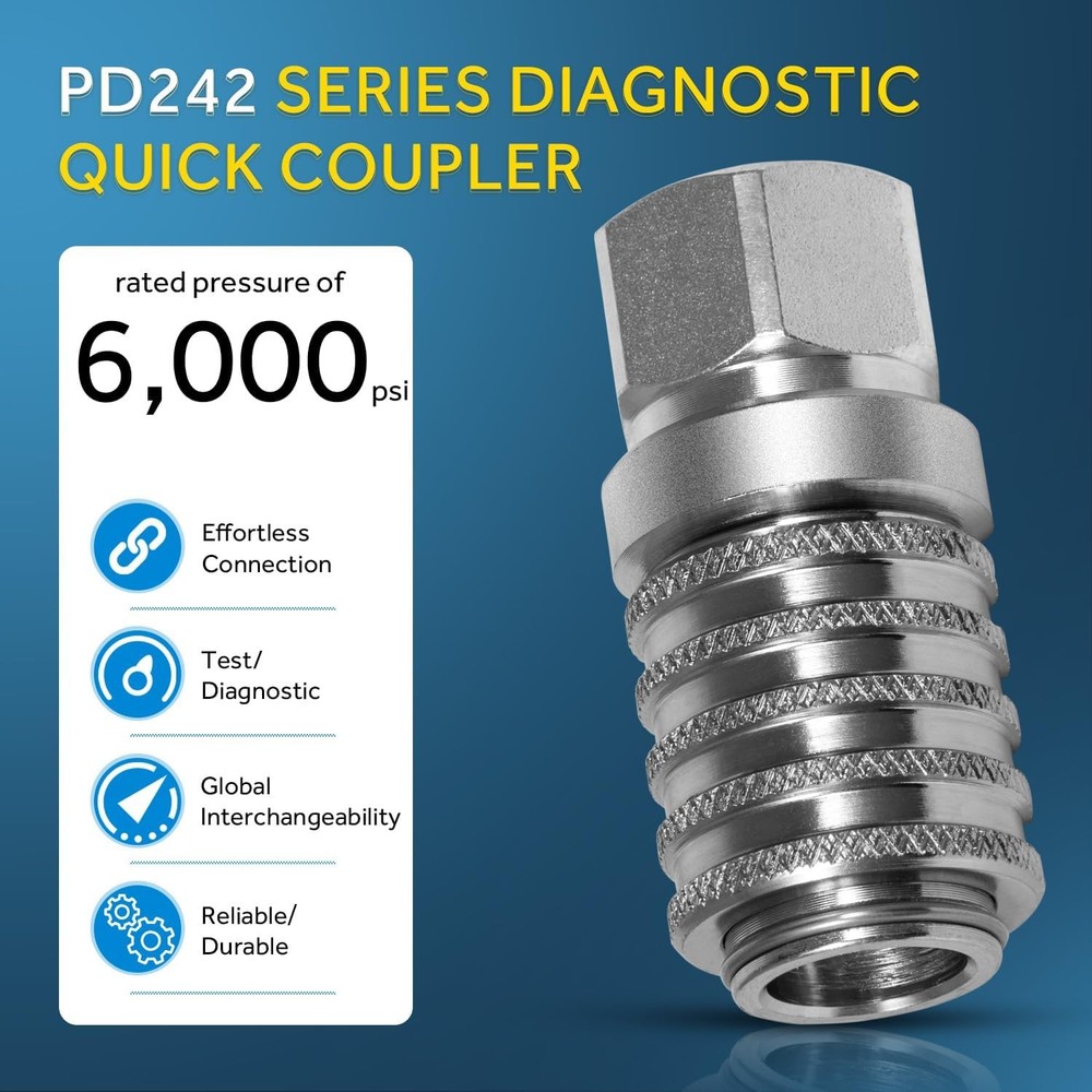 PD242 Series PD Test Port Quick Coupler for Diagnostic Equipment Internal Pipe