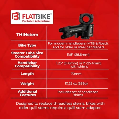 Bicycle Folding Stem - THINstem Folding Handlebar 1" & 1.25" Handlebar Diameter