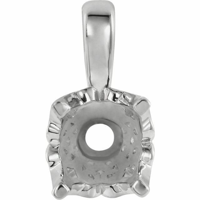 Sterling Silver Round Cut Solitaire Pendant Setting - Lace Scroll Style Pendant