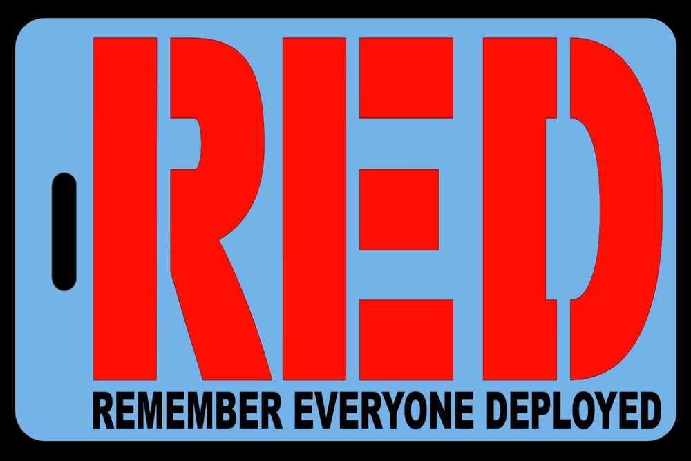 Sky Blue - RED - Remember Everyone Deployed - Bag Tag - Personalized