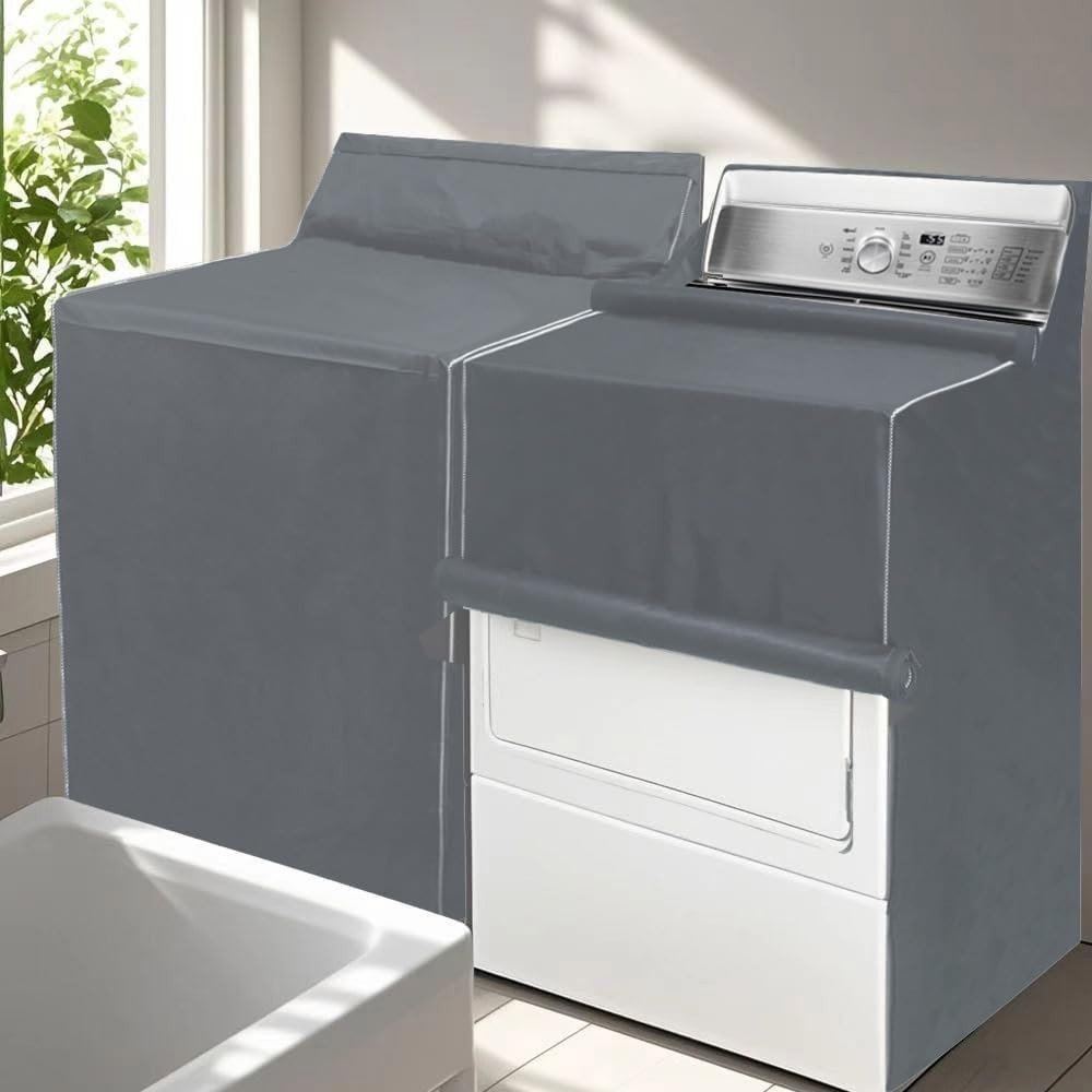 Grey Washer and Dryer Covers, Waterproof, Dustproof & Easy Access Design