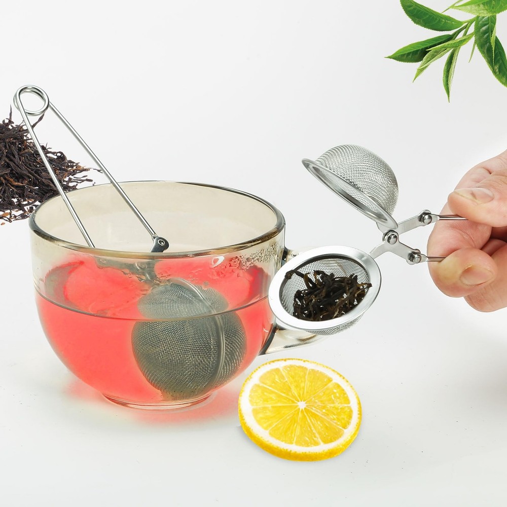 Tea Strainers for Loose Tea, 4 Pack Tea Infuser with Handle Fine Mesh Tea Bal...