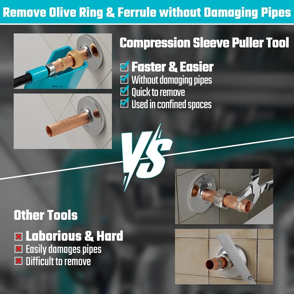 DURATECH Compression Sleeve Puller Tool, Remove 1/2 " Ferrule and Nut of Copper