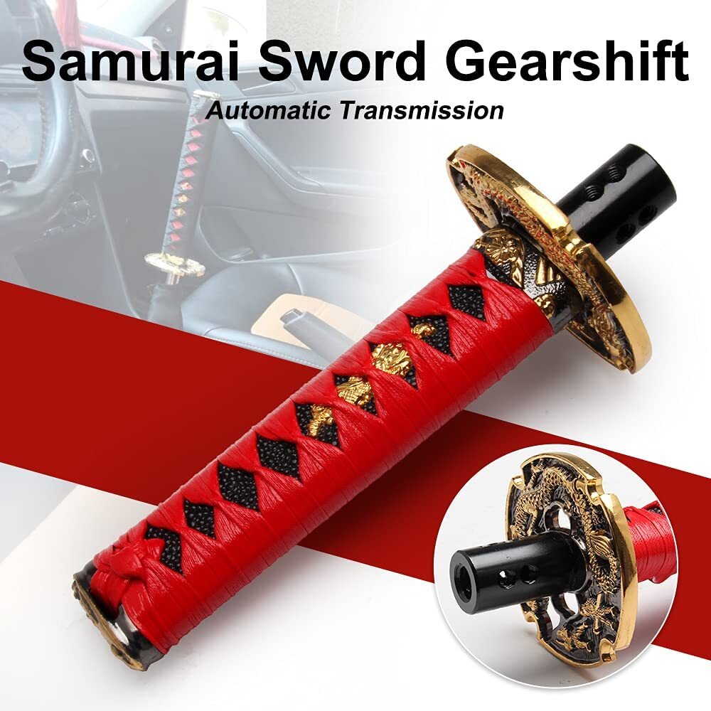 Car Universal 15cm Samurai Sword Gear Shift Knob Shifter Katana +Thread Adapte