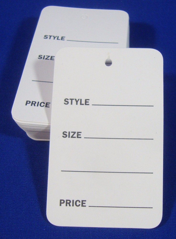 100 White Unstrung Garment Merchandise Price Tags sm