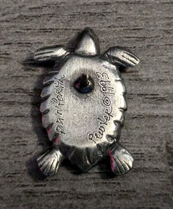 Turtle Reptile Animal Danforth Pewter Signed 1993 Lapel Pin 🐢