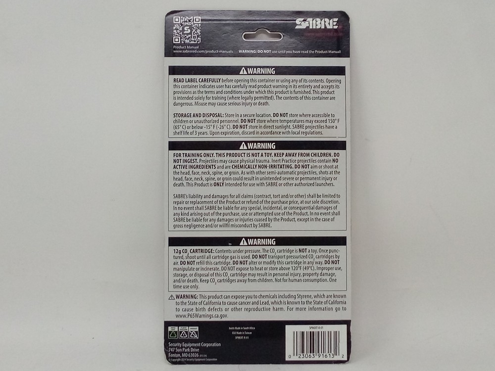 Sabre Training Projectile Refill Kit Inert Practice SPINERT-R-01