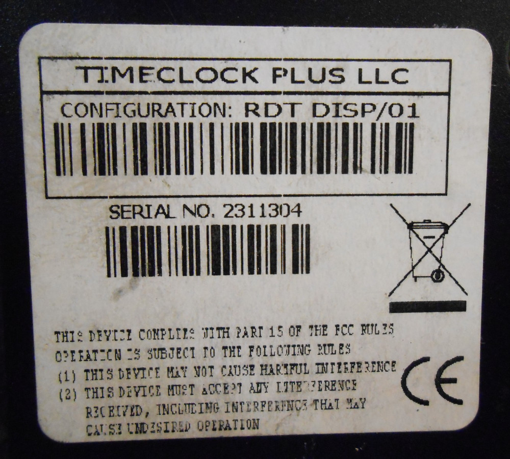TIMECLOCK PLUS LLC RDT DISP/01 Remote Data Controller Terminal -NO POWER ADAPTER