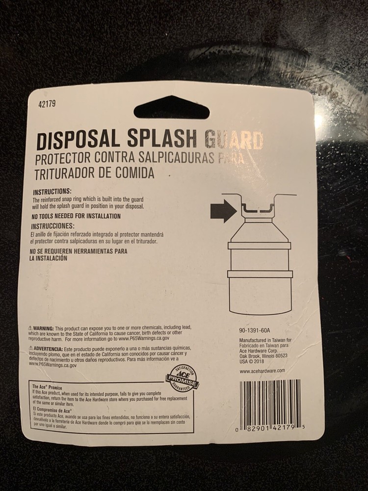 ACE Replacement Garbage Disposal Splash Guard, # 42179, *New*
